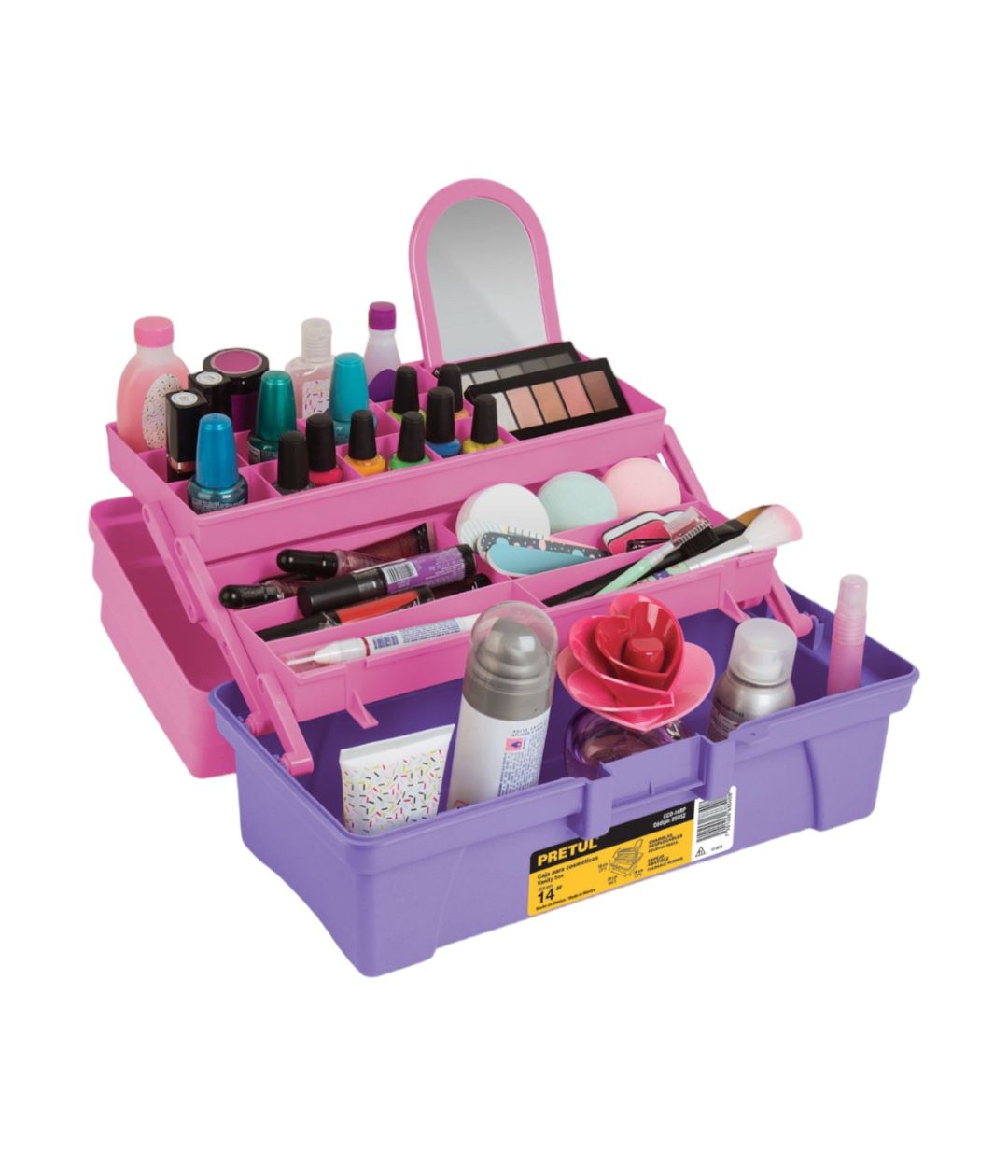 Caja Cosmetiquera / Organizador De Maquillaje 14" Rosa